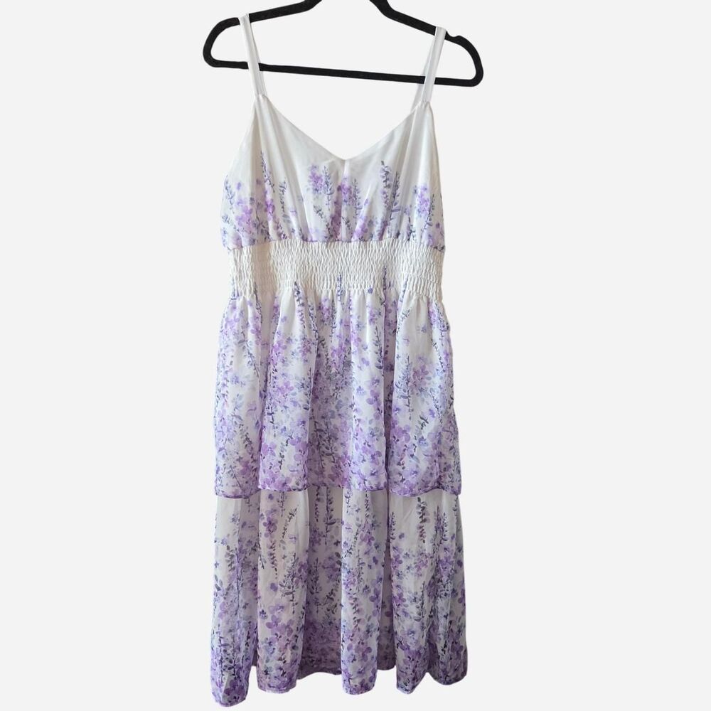 Melonie T Floral tiered chiffon dress